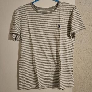 Polo Ralph Lauren Women's Gray Striped Short Sleeve T-shirt Size Large